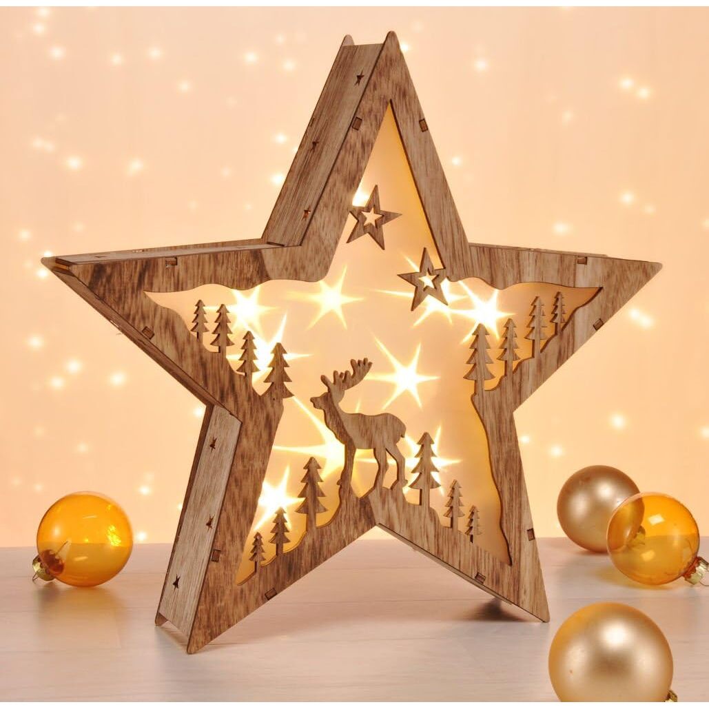 Wooden advent star 30 cm – LED