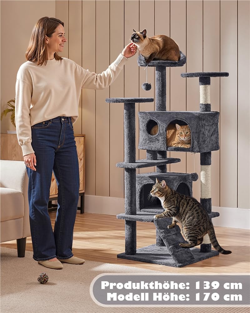 Cat tree 140 cm with cave — 2