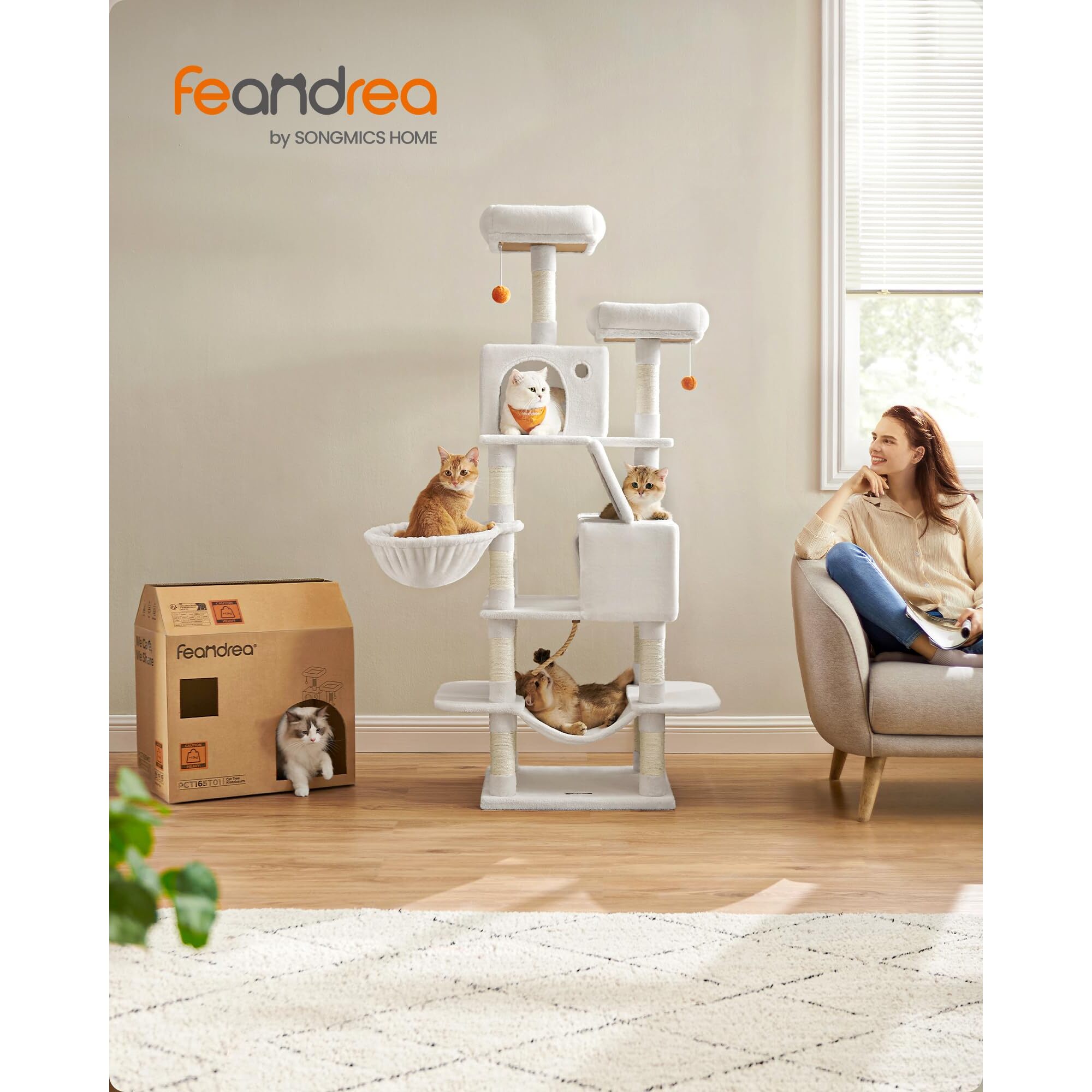 5-tier cat tree – sisal & plush — 2