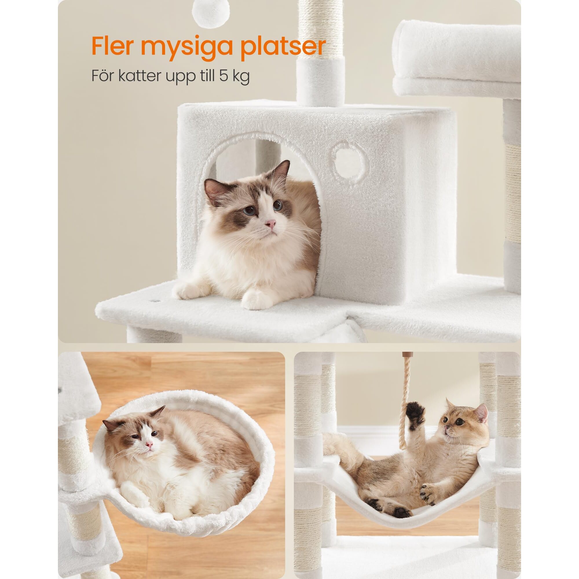 5-tier cat tree – sisal & plush — 5