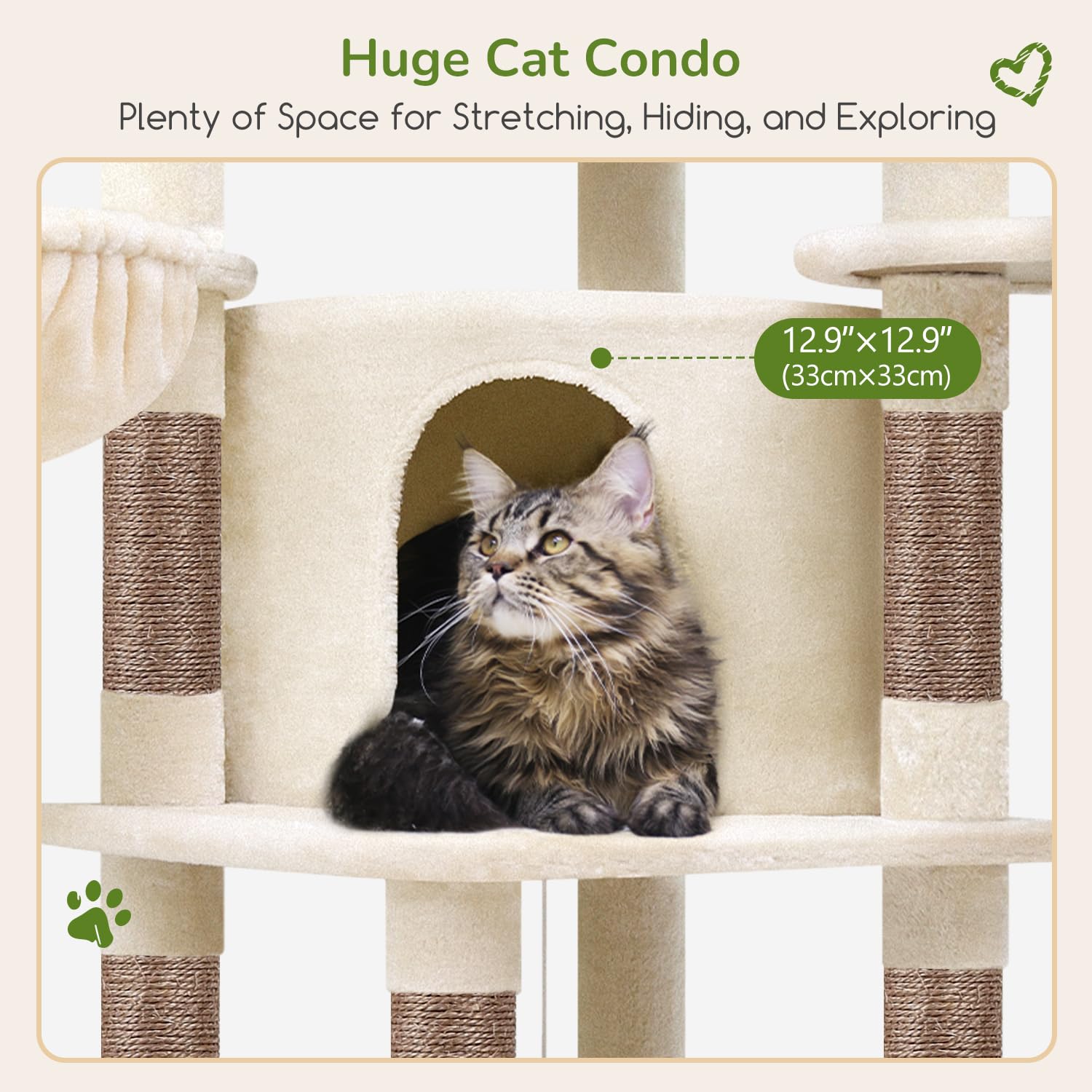 Cat tree with large platform and hammock — 5