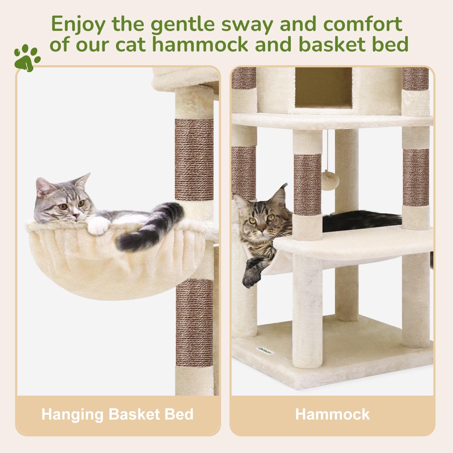 Cat tree with large platform and hammock — 6