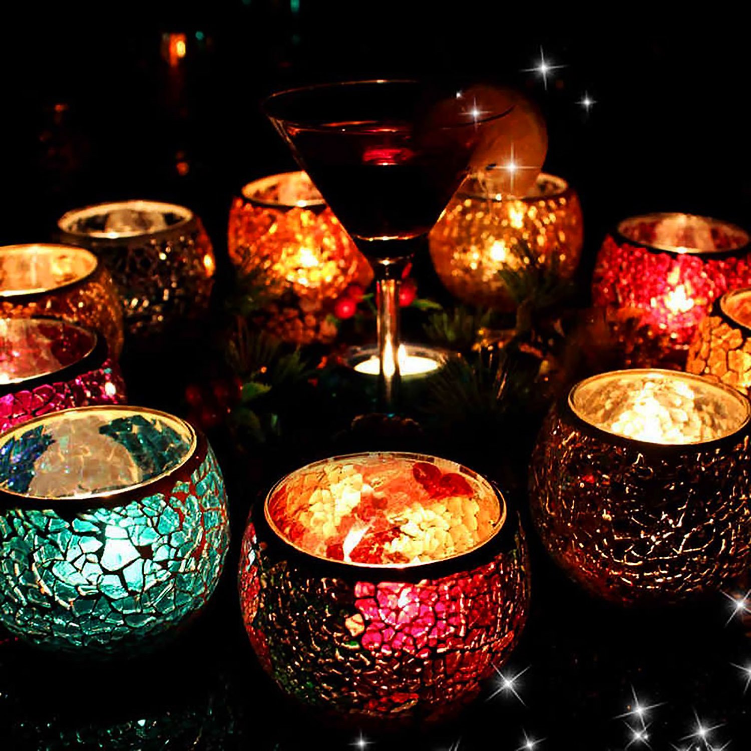 Mosaic glass tealight holder — 2
