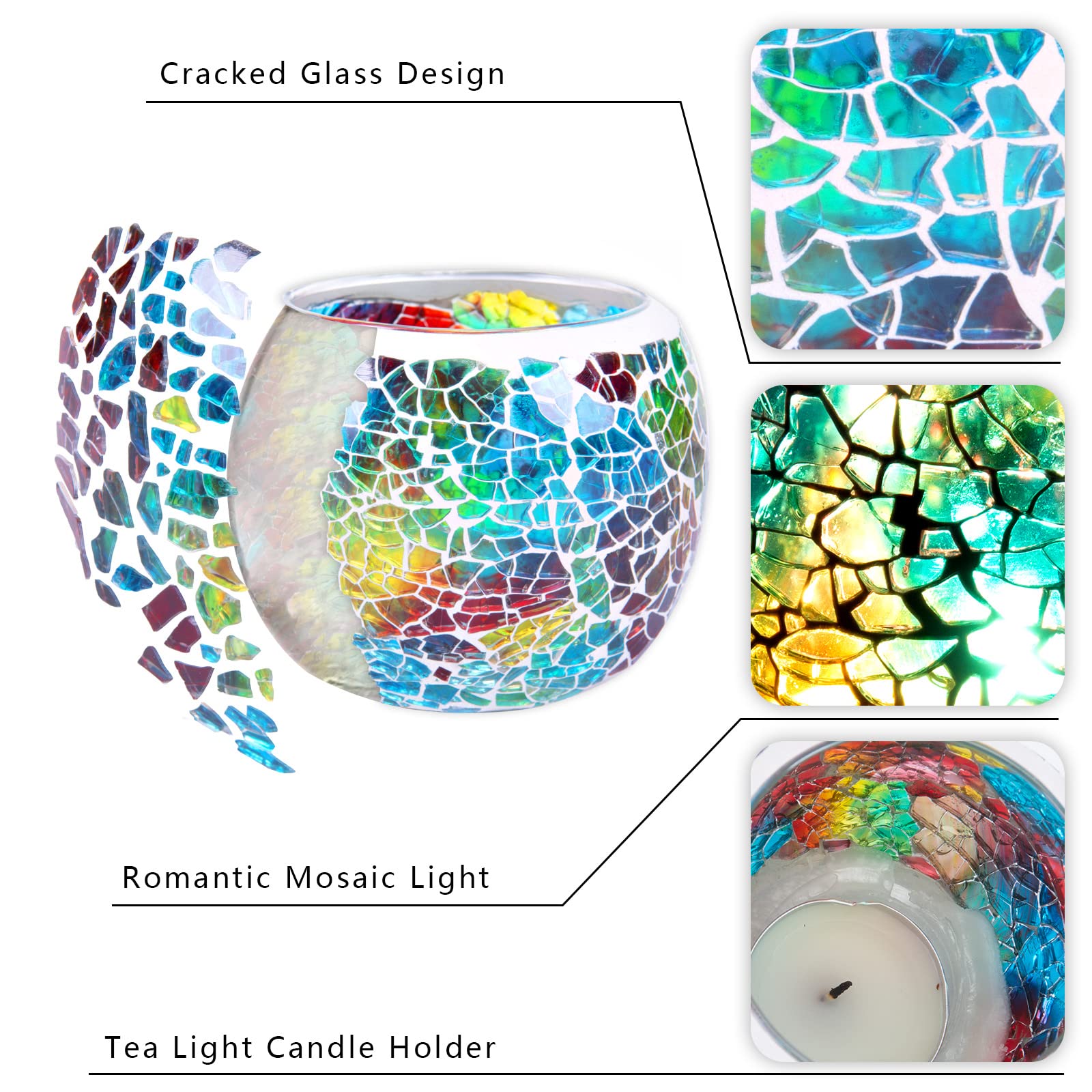 Mosaic glass tealight holder — 5