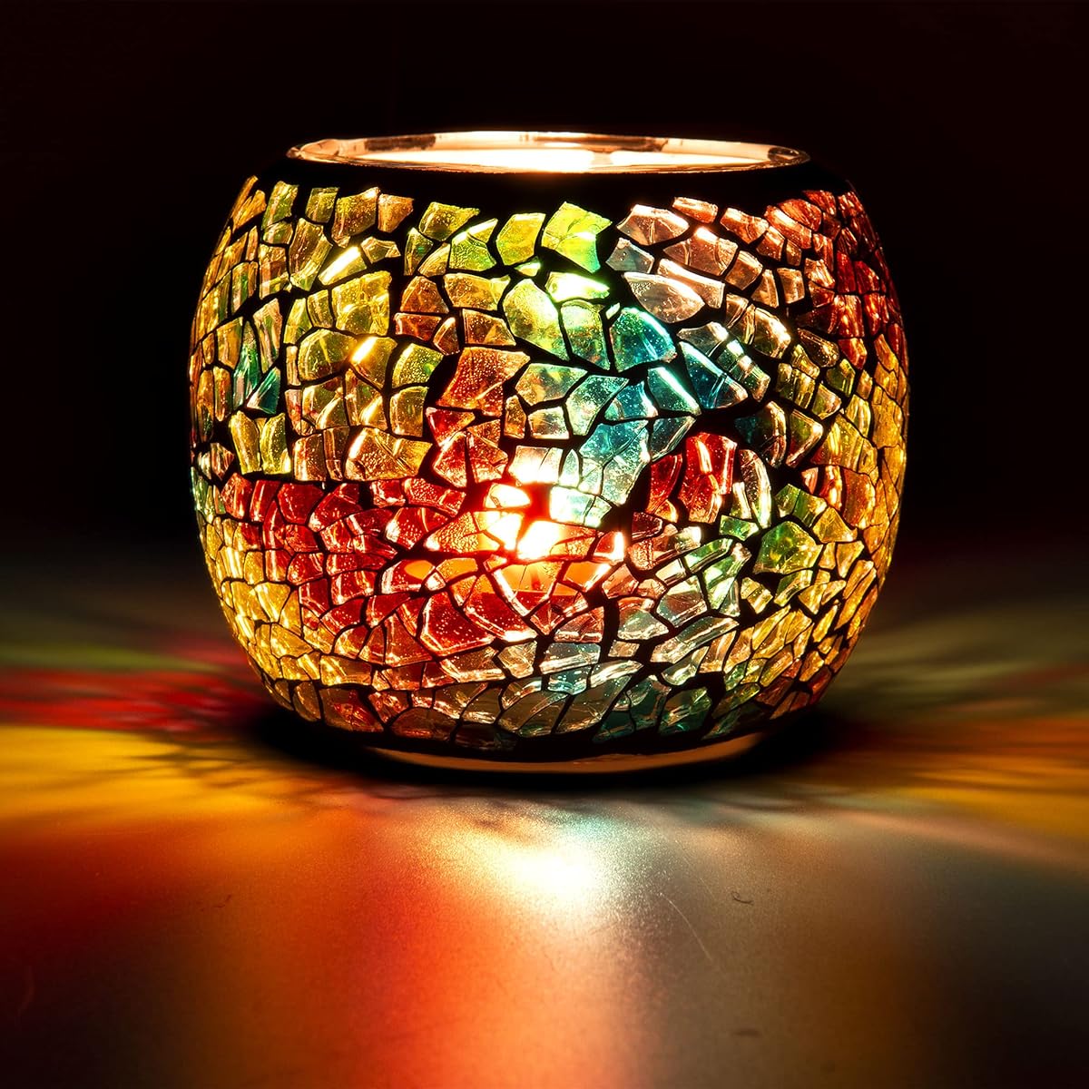 Mosaic glass tealight holder