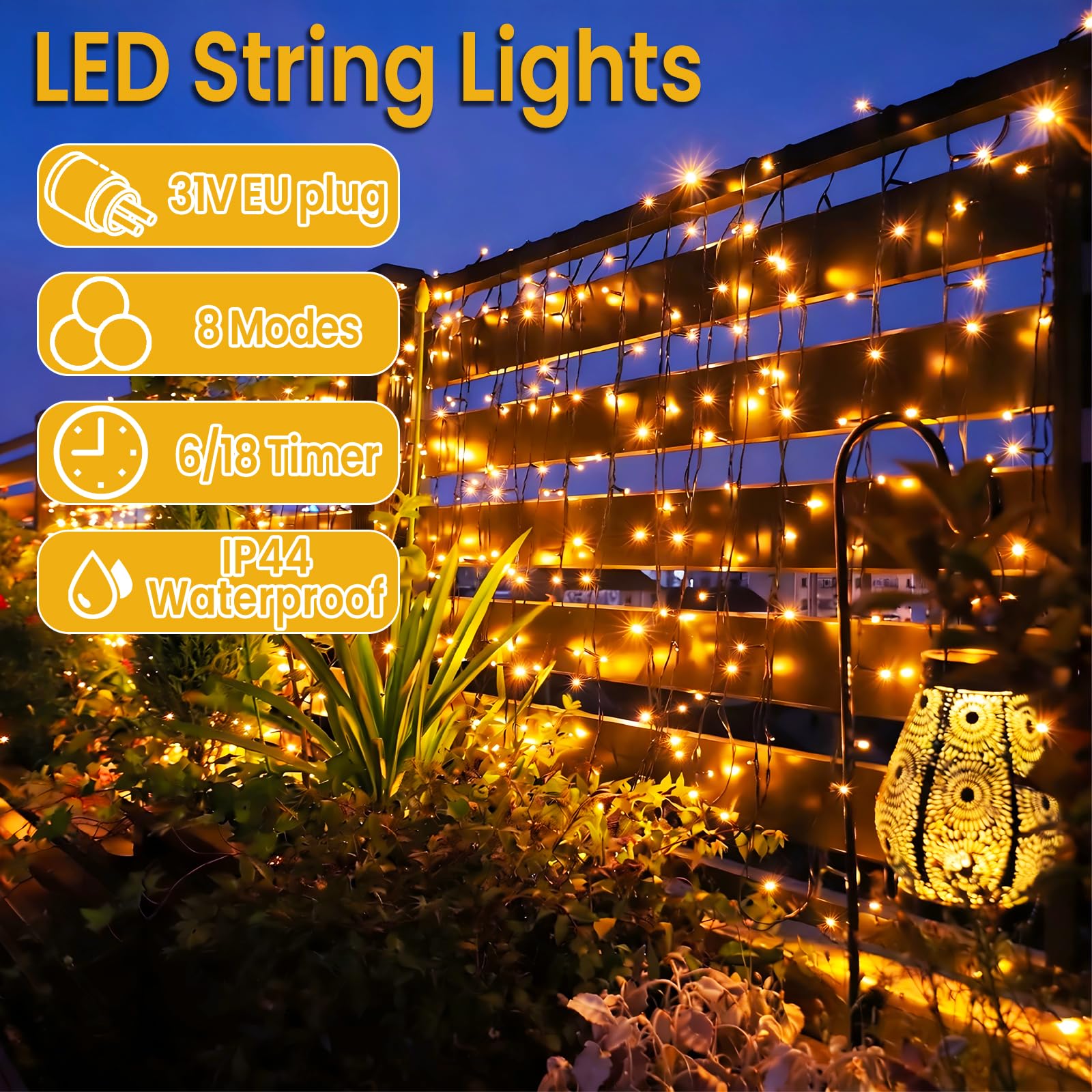 String lights 30 m – 300 warm white LEDs — 2