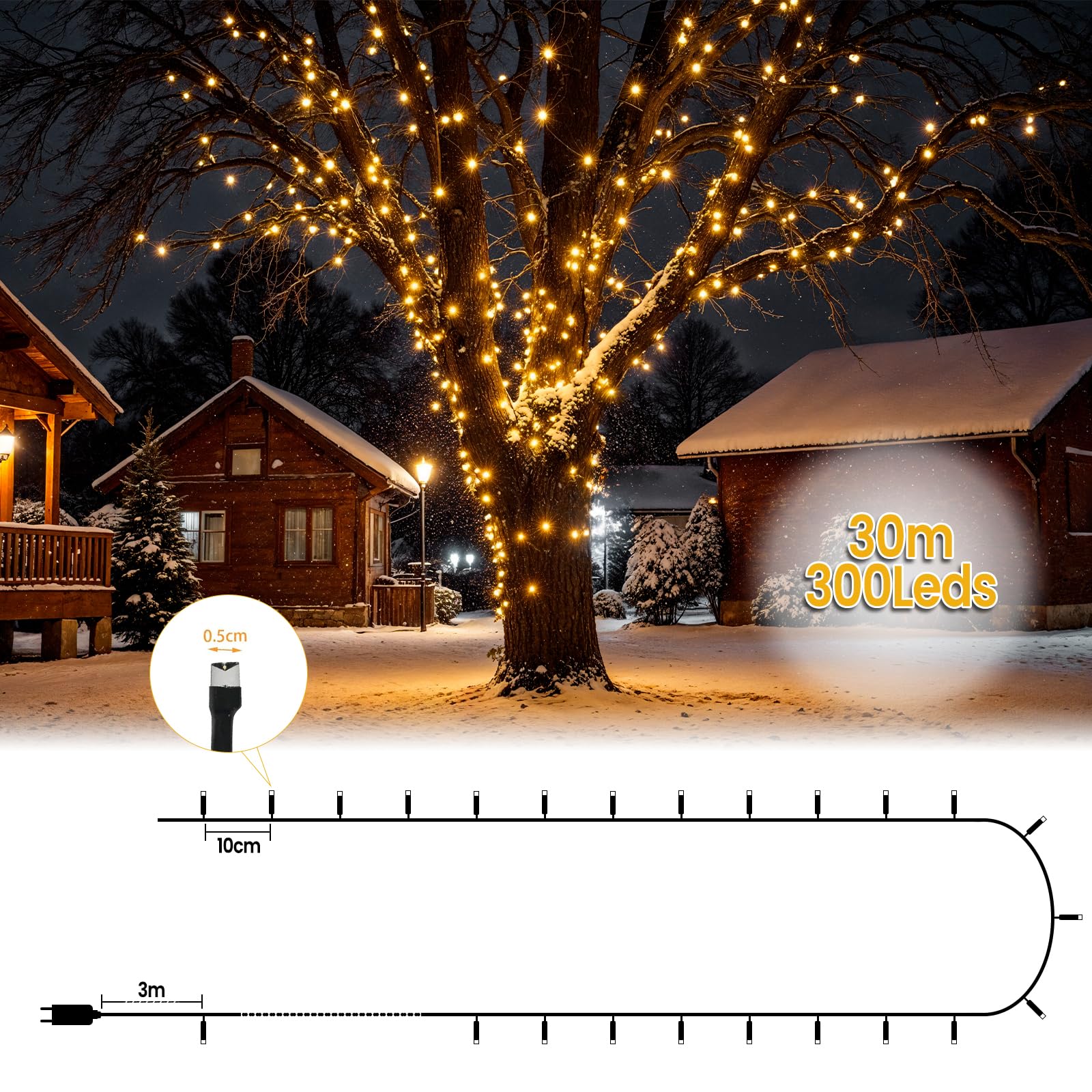 String lights 30 m – 300 warm white LEDs — 3