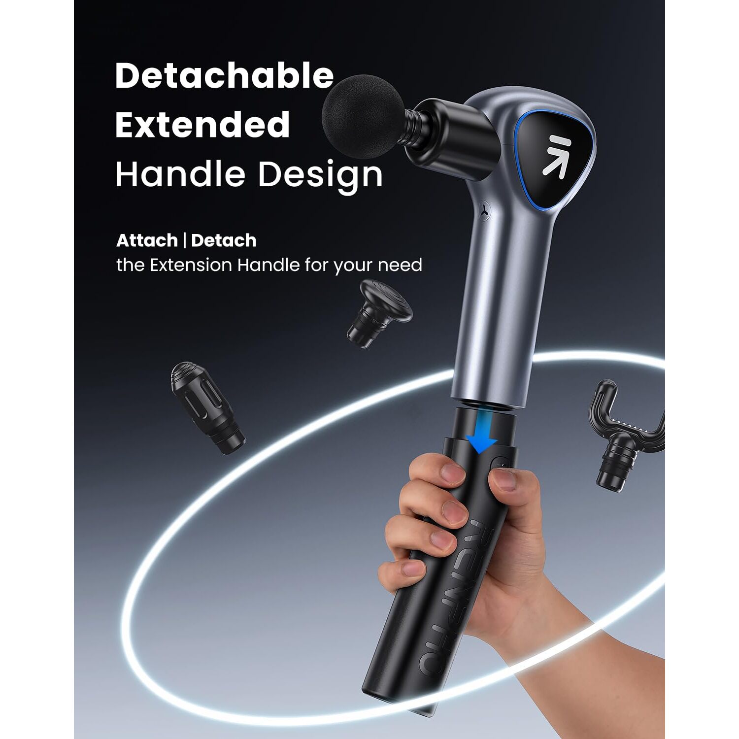 Massage gun with extension handle — 2