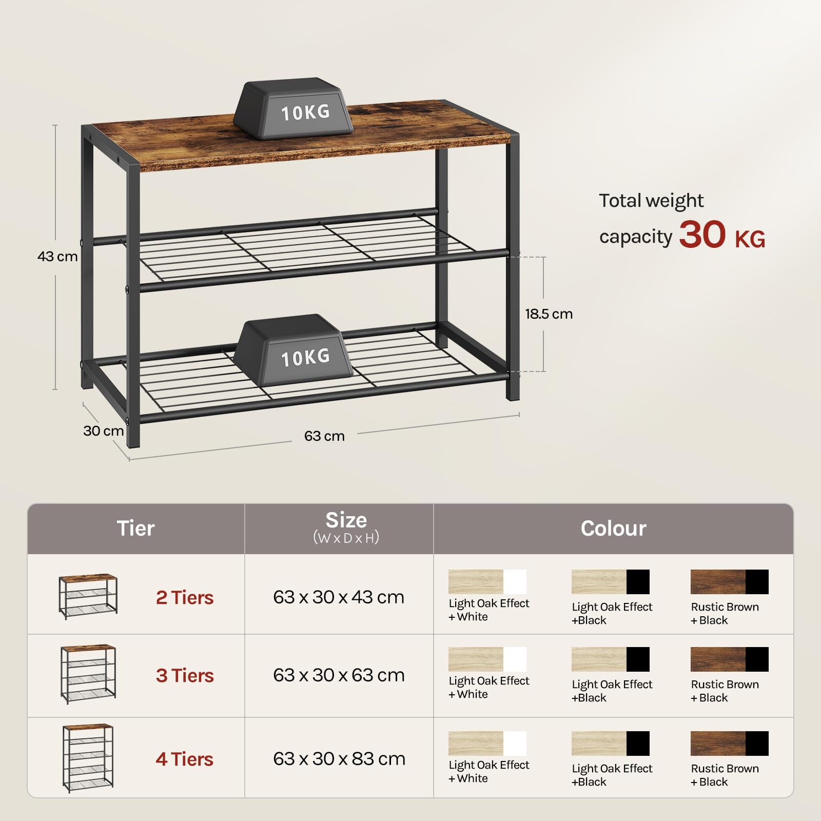 Shoe bench with seat – 2 tiers — 3