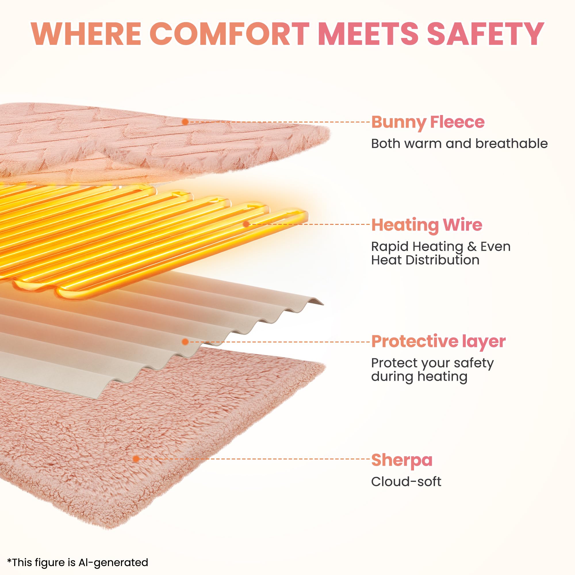 Fleece & sherpa heated blanket 130 × 180 cm — 6