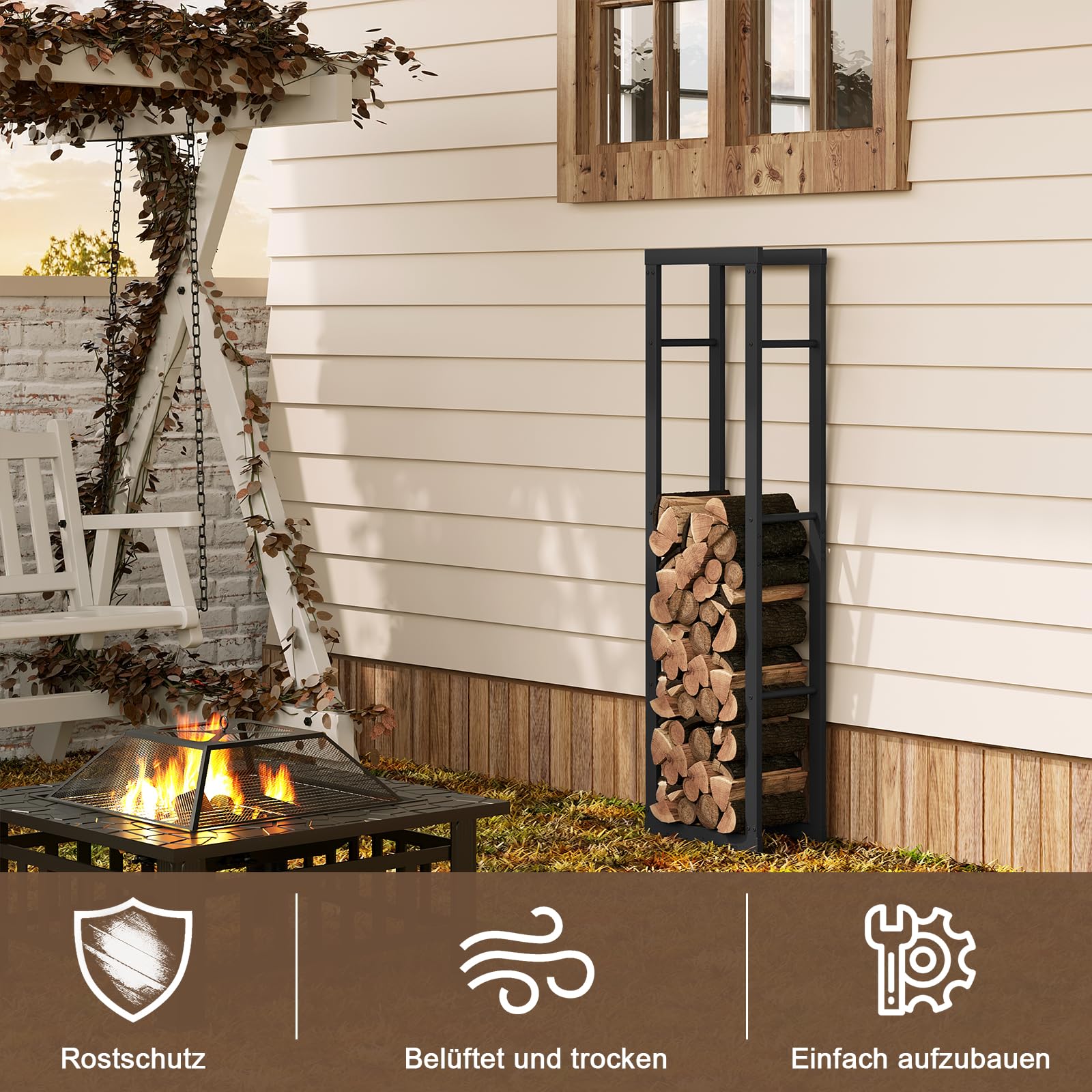 Log rack 150 × 40 cm – indoor & outdoor — 2