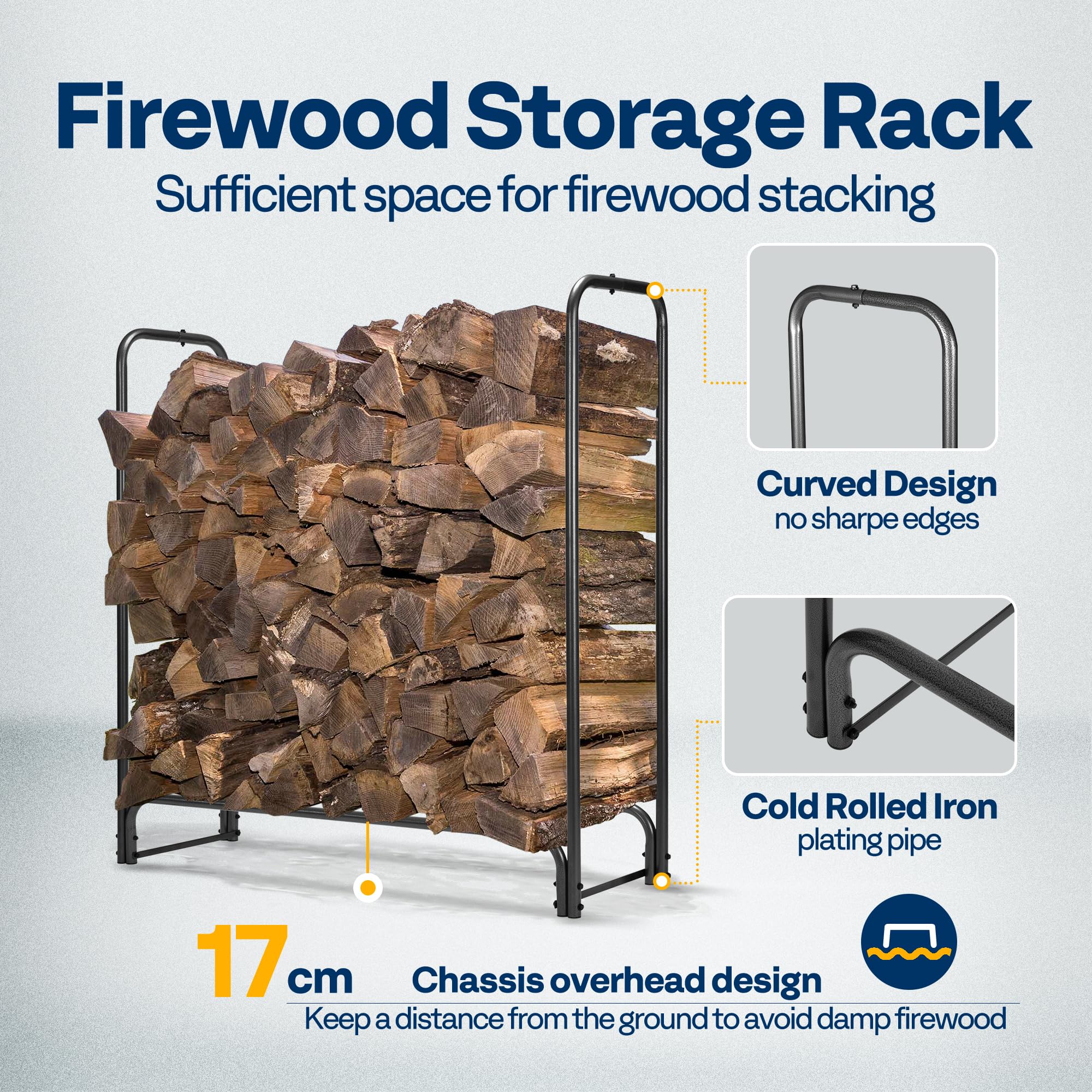 1.8 m firewood rack with cover — 3