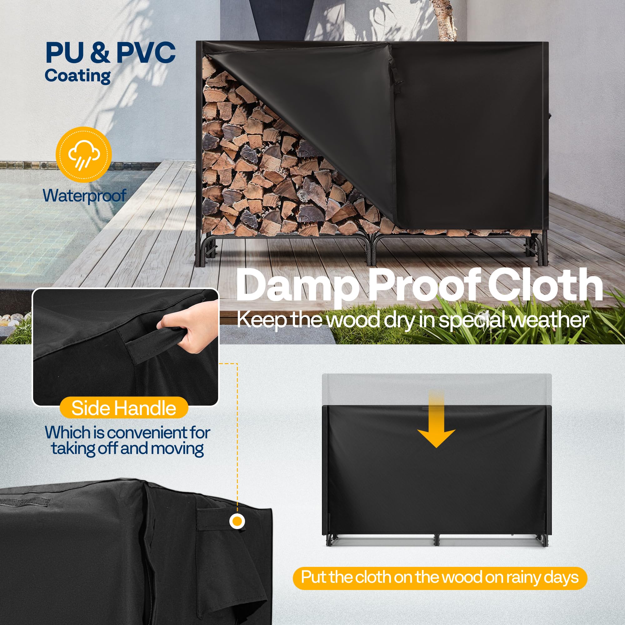 1.8 m firewood rack with cover — 5