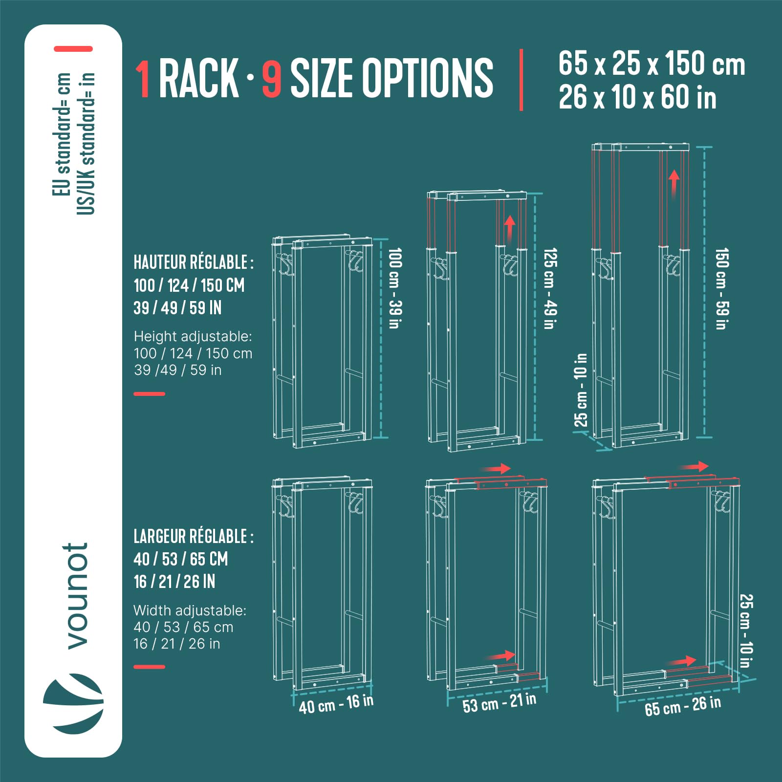 Metal firewood rack – adjustable width — 2
