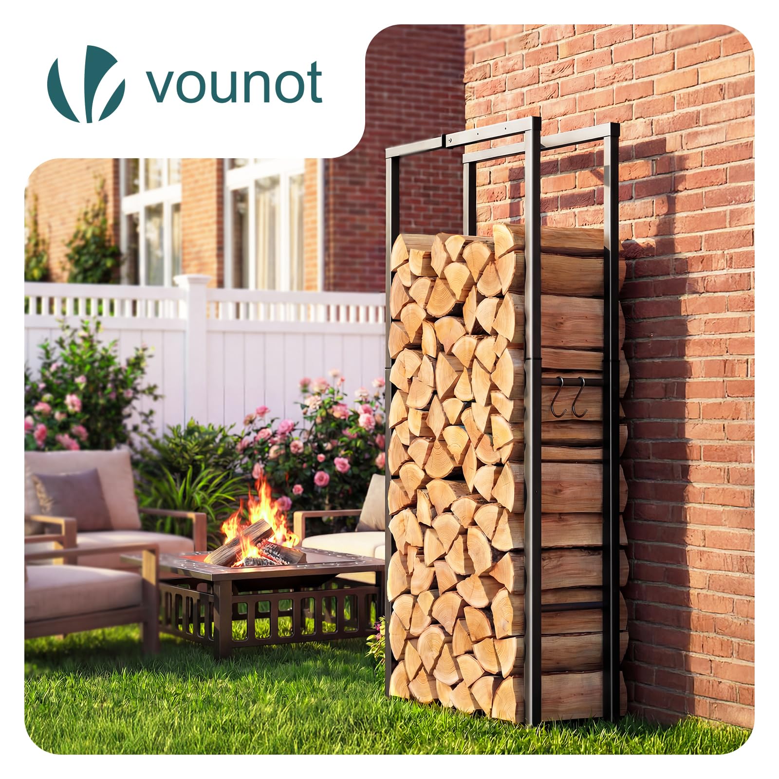 Metal firewood rack – adjustable width — 3